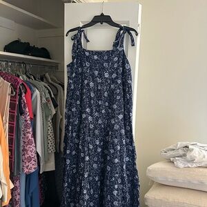 Madewell Blue and White Sleeveless Maxi Sundress